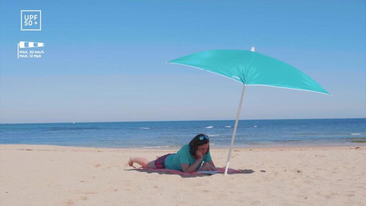 Square Beach Umbrella UPF 50+ 125x125cm Sun Shelter PARUV 125 - Blue - Video 2
