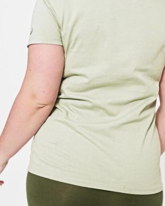 Women's Crew Neck Cotton T-Shirt - Sage Green - Video 2