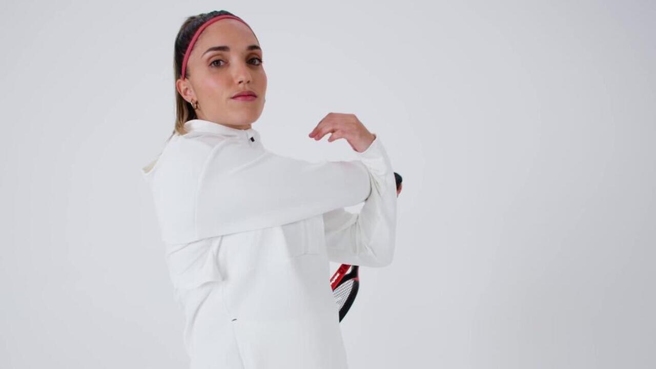 Soft Half Zip Tennis Hoodie Dry 900 - Off-White - Video 2
