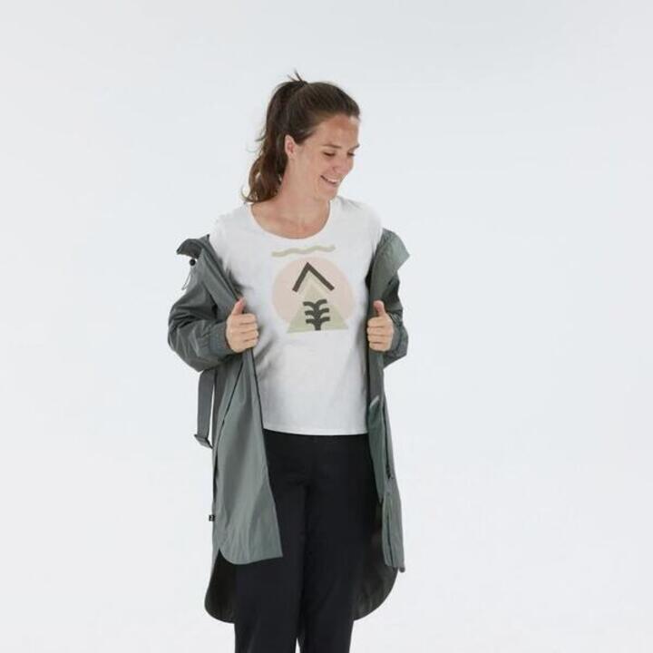 Women Waistbanded Rain Jacket with Storage Pouch Pink - NH150 - Video 2