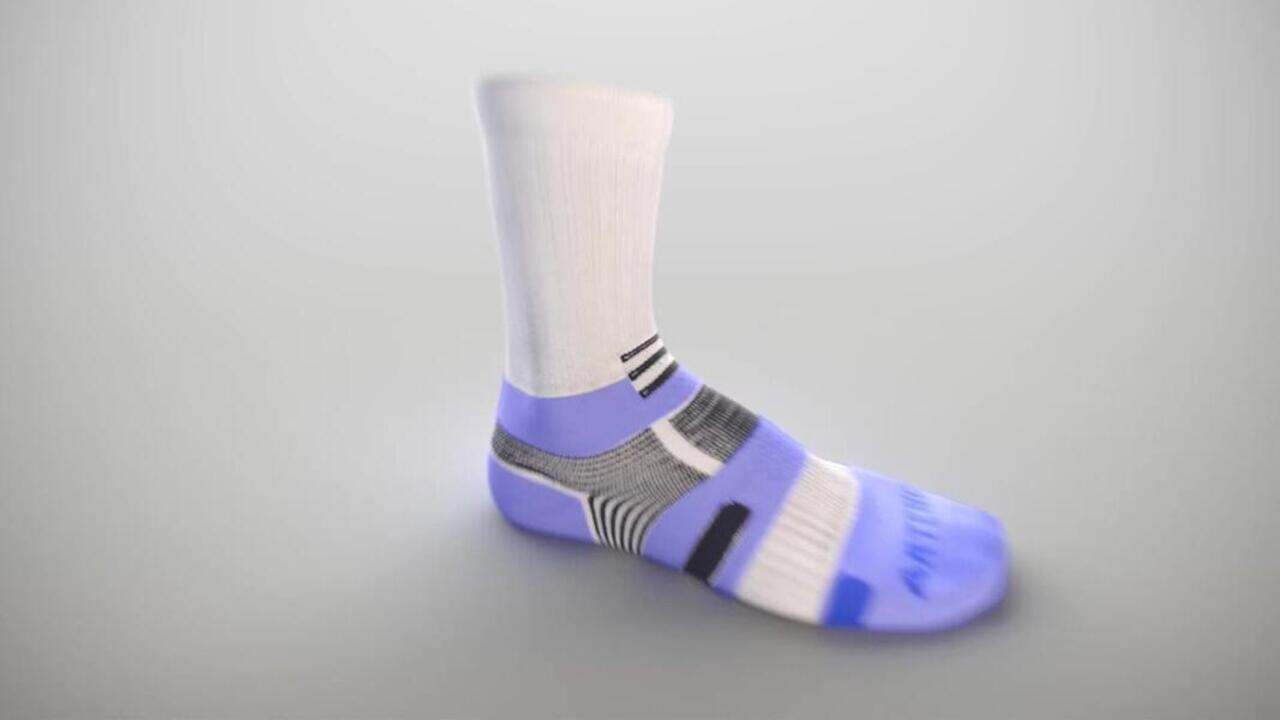 RS 560 Mid Sport Socks Tri-Pack - White/Grey - Video 2