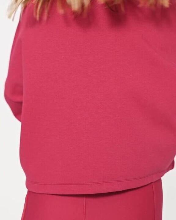 Women's Stretchy & Comfortable Cropped Fitness Sweatshirt - Ruby Red - Video 2