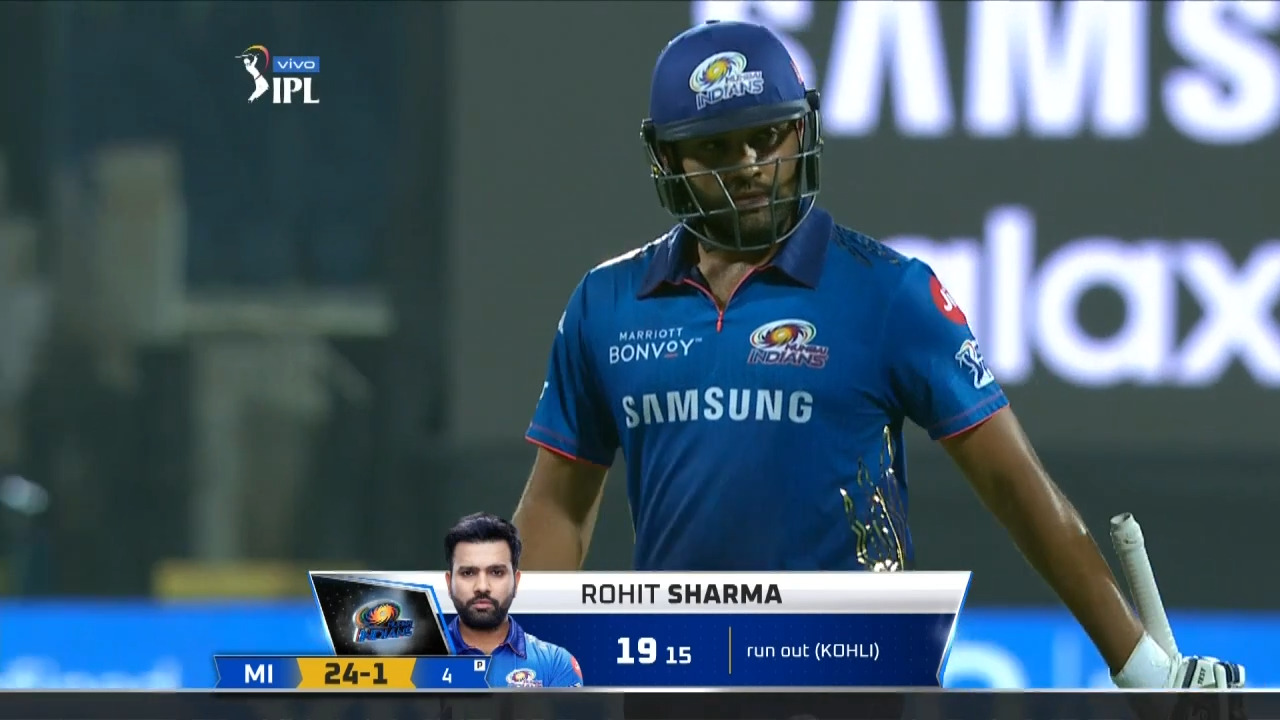 M01: MI vs RCB – Rohit Sharma Wicket