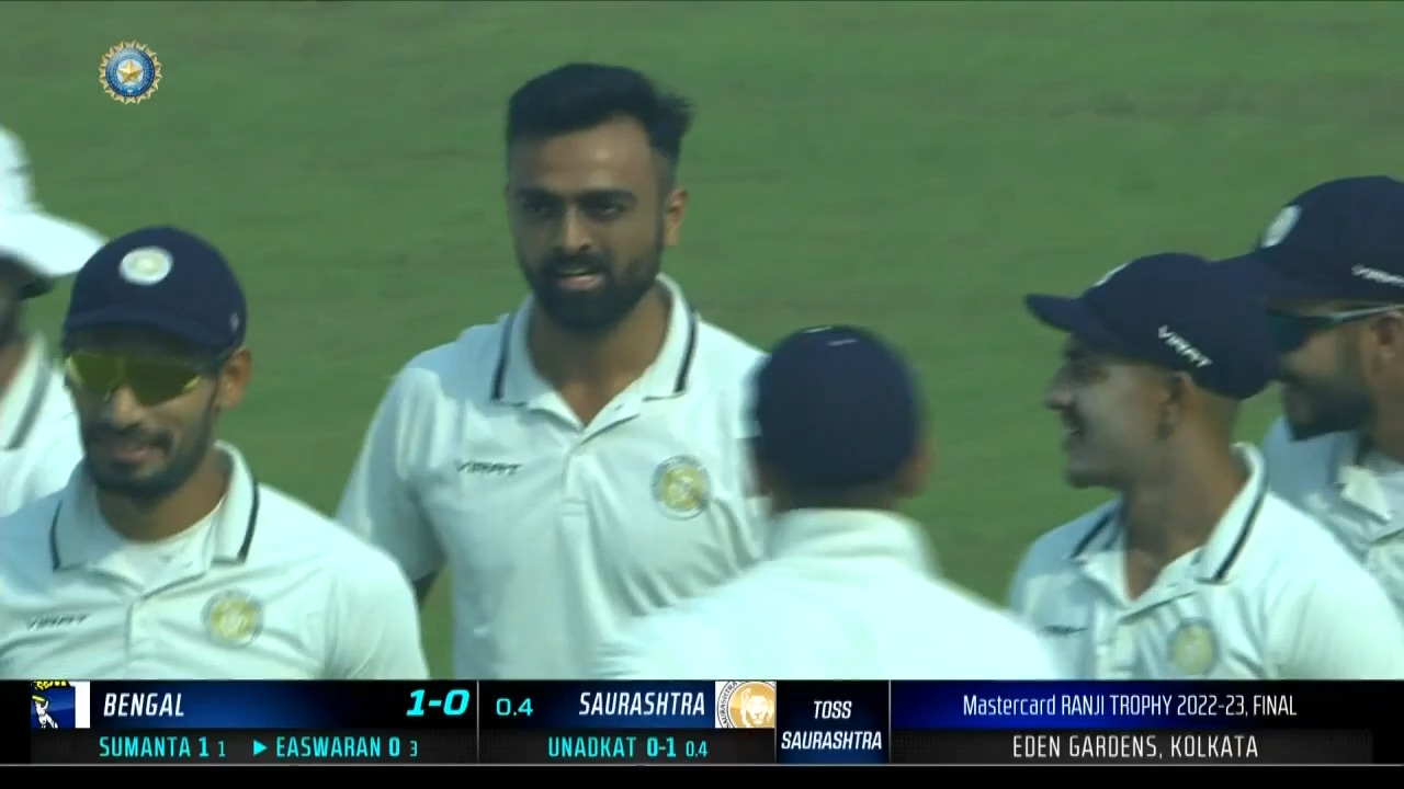 Ranji Trophy 2022/23, Final Bengal vs Saurashtra Captain Unadkats first over strike