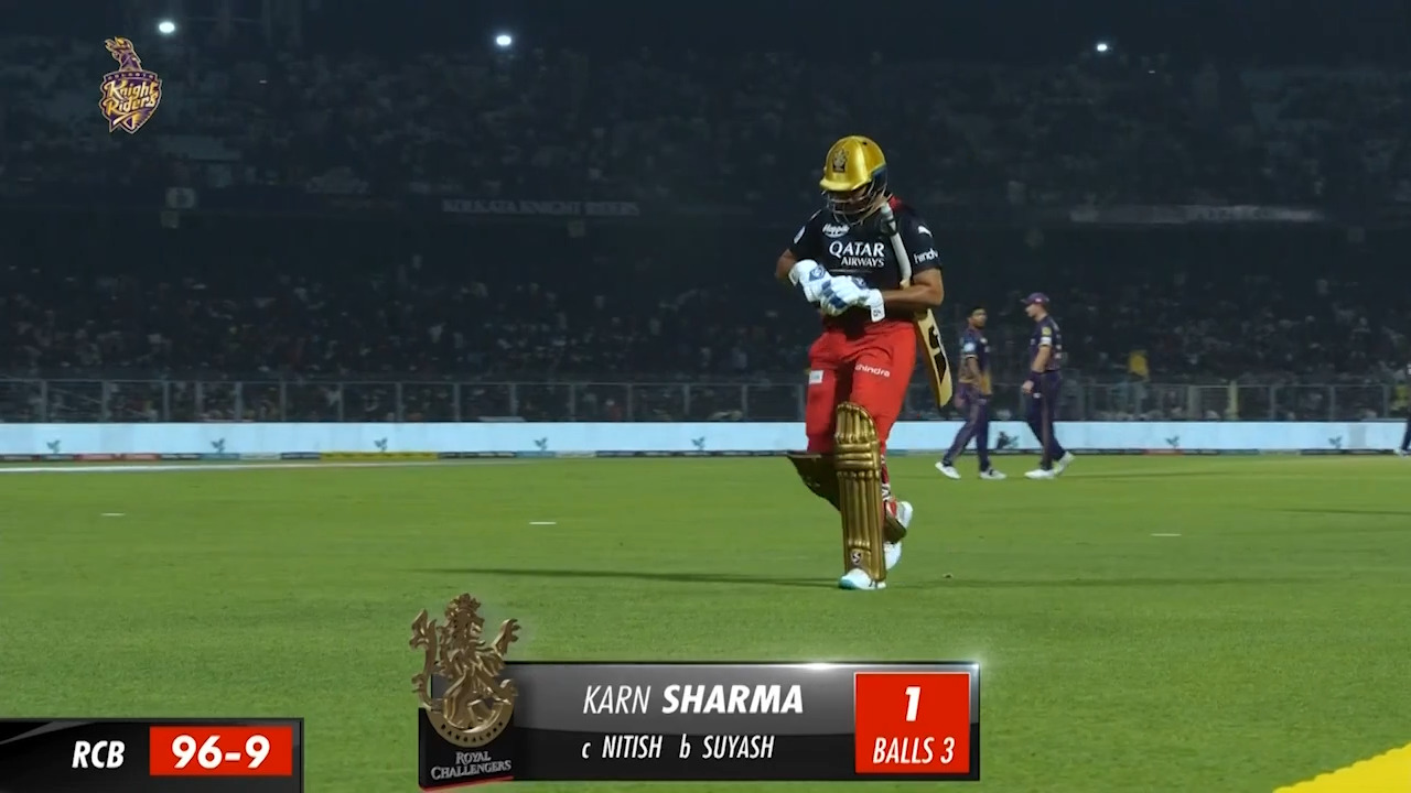 M09: KKR vs RCB – Karn Sharma Wicket