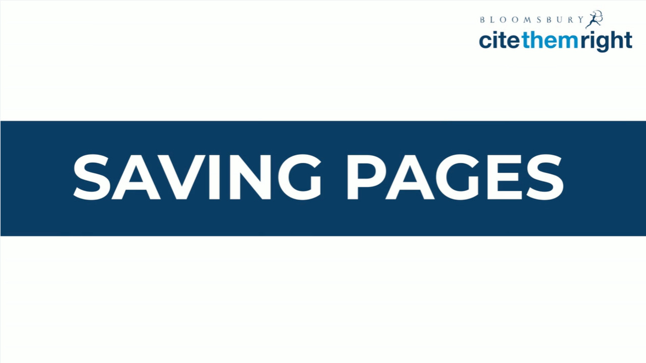 Saving pages on Cite Them Right