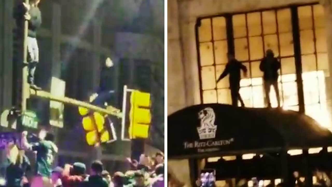 Fire, chaos erupts in Philly as rowdy Eagles fans celebrate Super