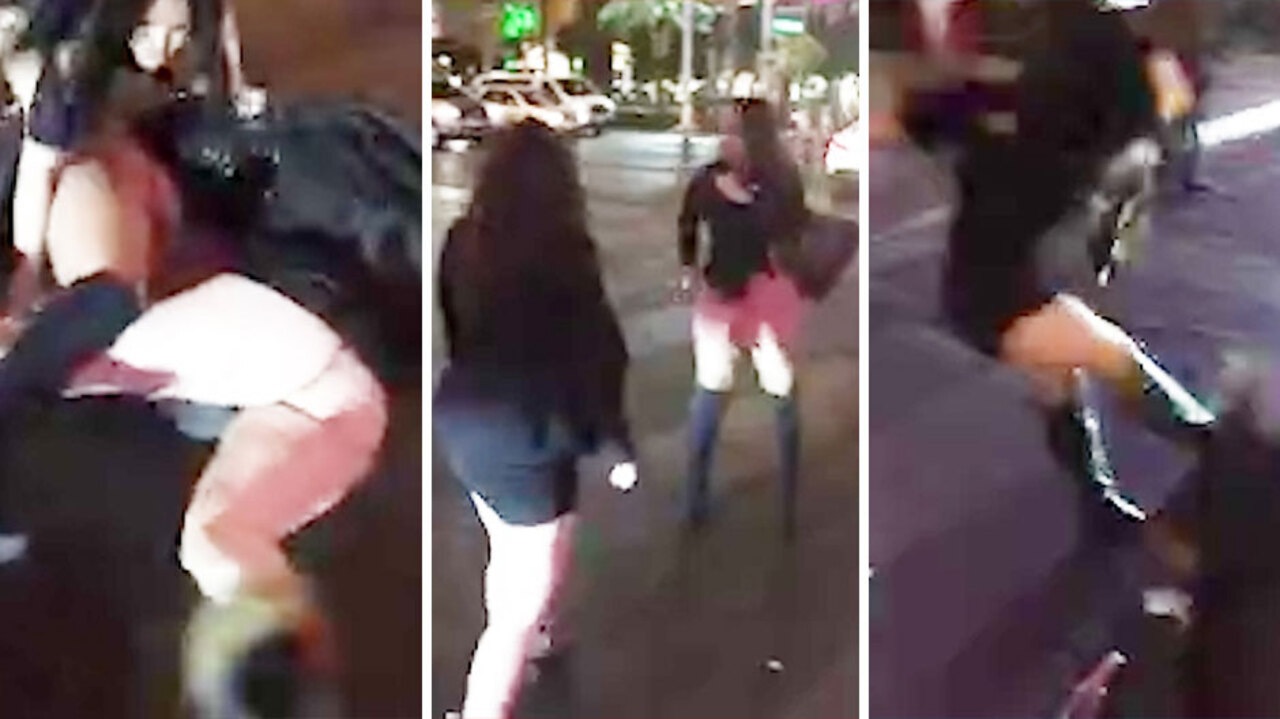 Shocking moment half-naked hookers kick and wrestle each other in a savage Las  Vegas strip turf war | The Irish Sun