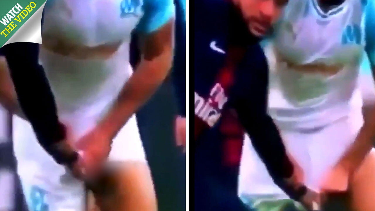 PSG star Neymar accidentally reveals Marseille stars penis while jostling  for the ball