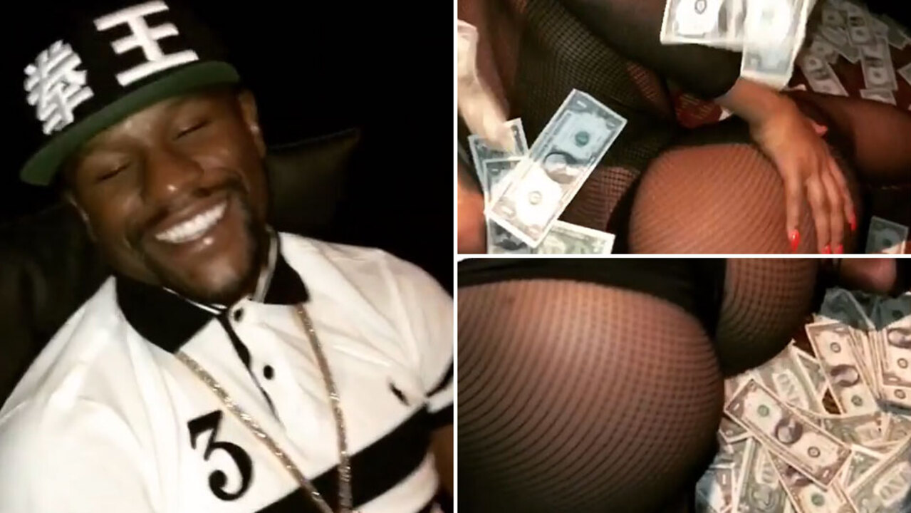 Floyd Mayweather and Gervonta Davis shower strippers in dollar bills as  naked girls twerk in their faces | The Sun