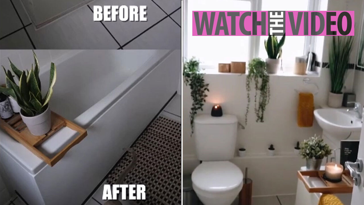 I transformed my bland bathroom using frog tape and tester pots and the  results were amazing