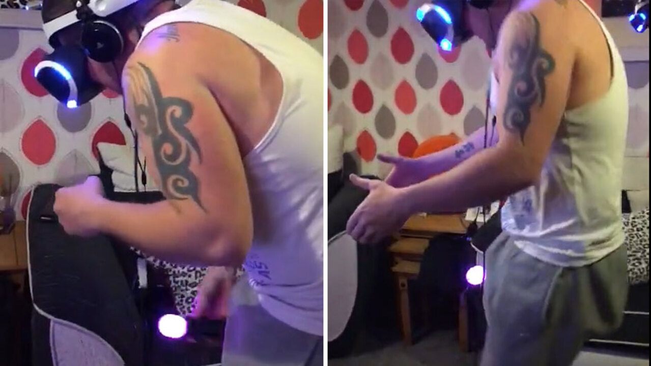 Wife catches her husband watching virtual reality porn pic