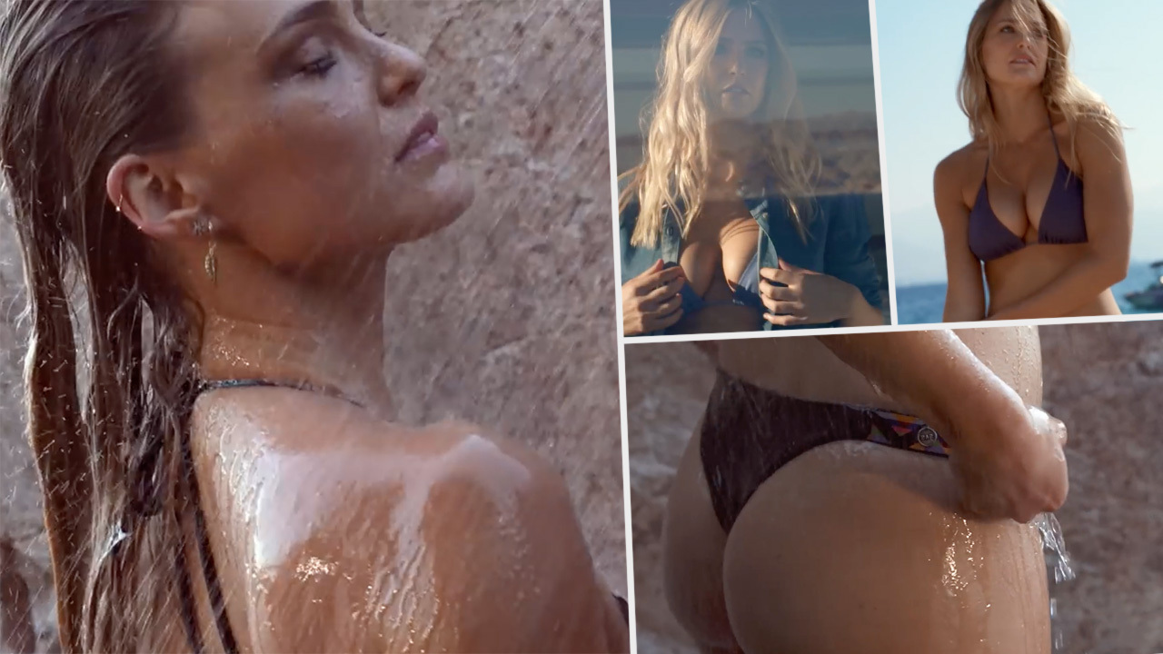 Pregnant Bar Refaeli poses among hay bales in lingerie photoshoot Agent