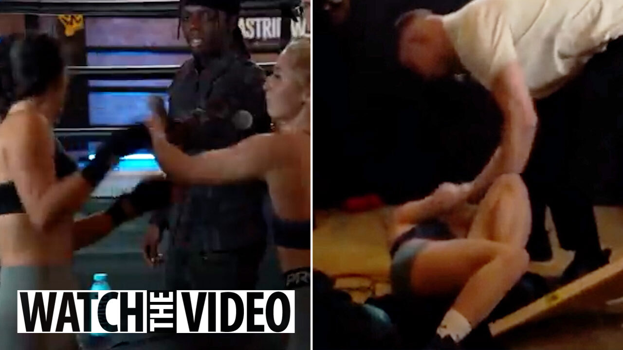 Astrid Wett in stable condition as shes seen in ambulance after OnlyFans  rival Alexia Grace slams her through table | The US Sun