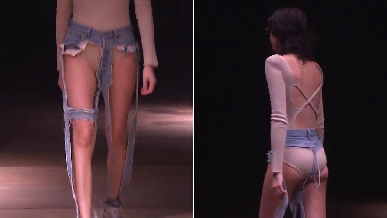 Would you wear 'THONG jeans'? Bizarre designer denim trend puts