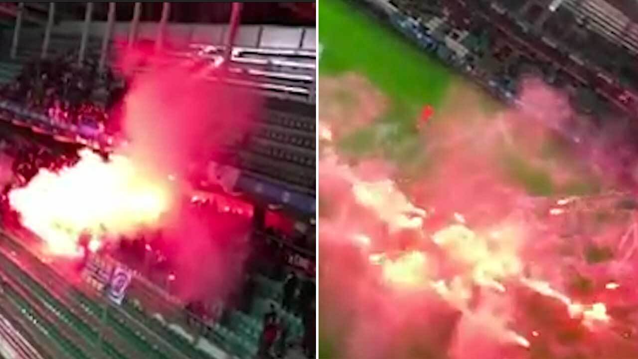 Standard Liege v Anderlecht abandoned because of flares & smoke