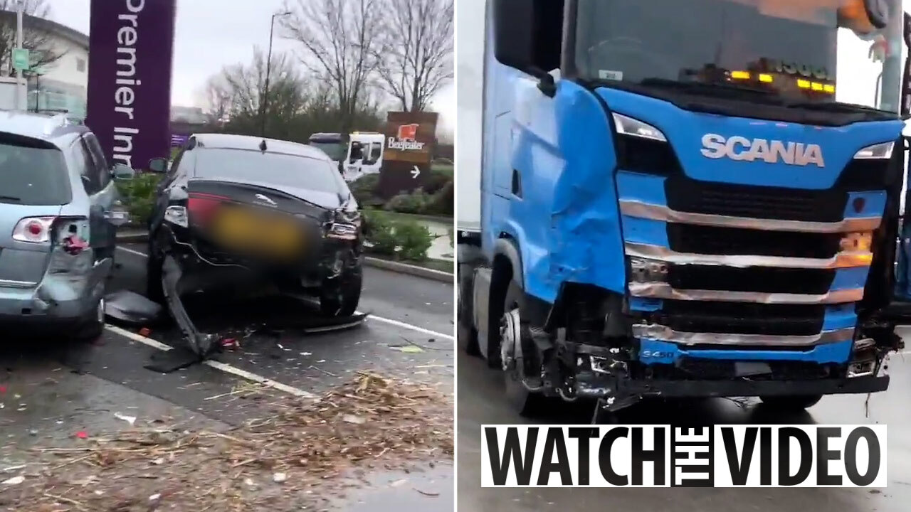 Shocking moment lorry driver looking at X-rated sites ploughs into traffic  killing three people in fireball smash | The Scottish Sun