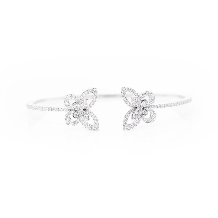 Double Butterfly Silhouette Diamond Bangle