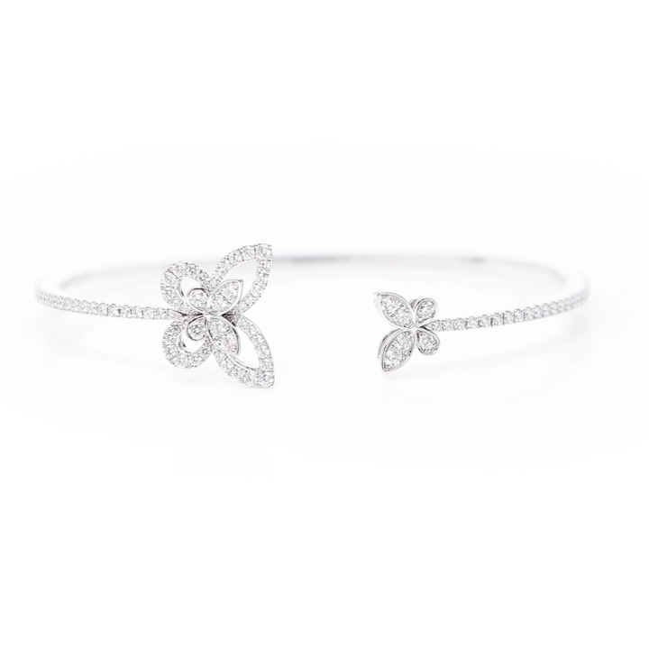 Bracelet rigide ouvert en diamants Butterfly Silhouette