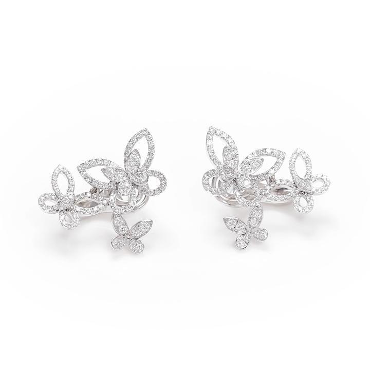 Triple Butterfly Silhouette Diamond Earrings