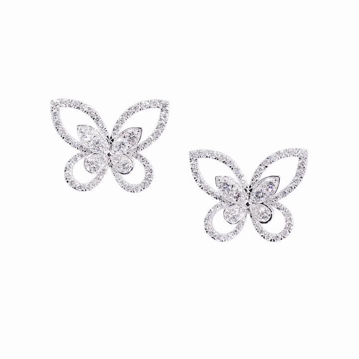 Clous d'oreilles en diamants Butterfly Silhouette