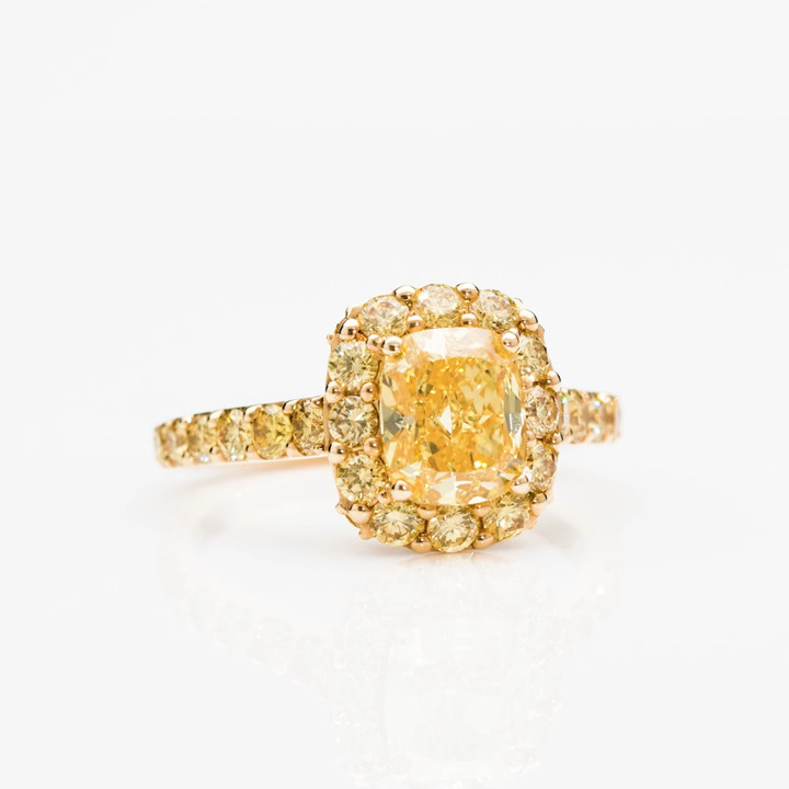 Icon Cushion Cut Yellow Diamond Engagement Ring
