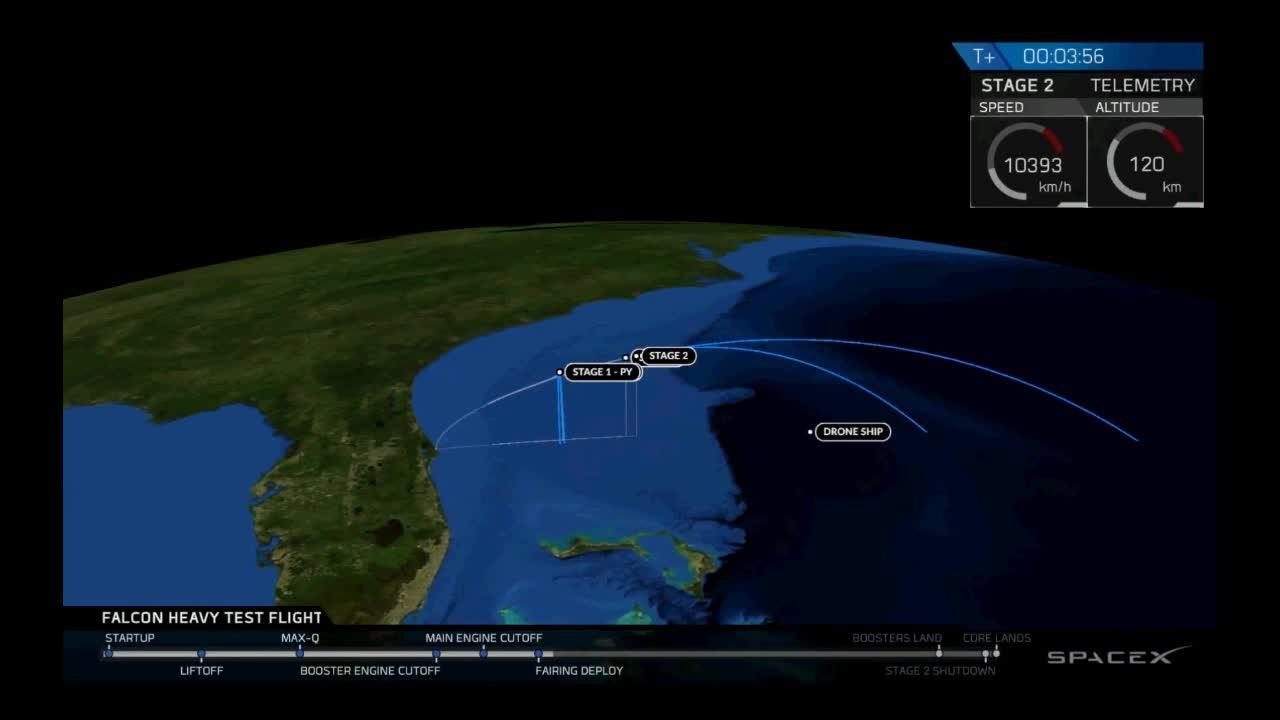 El Falcon Heavy en la plataforma de lanzamiento de Cabo Cañaveral, en Florida (EE.UU.)