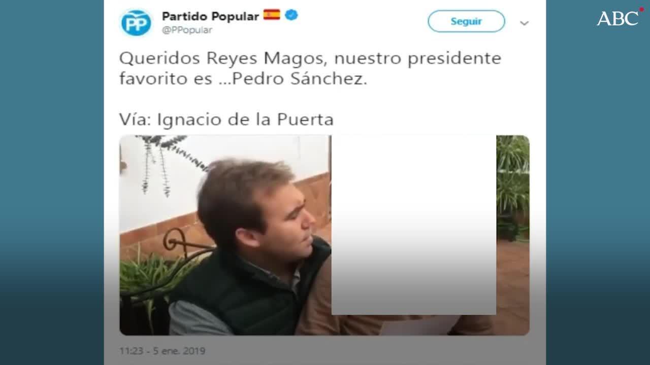 El PP publica un chiste en el que un niño pide a los Reyes Magos la muerte de Pedro Sánchez