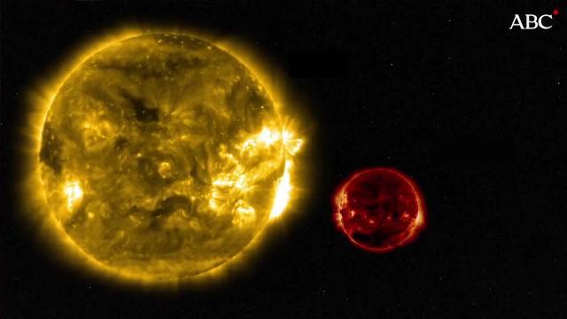 Representación de un proceso de fusión de dos estrellas