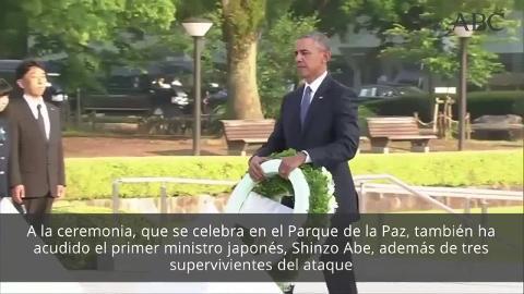 Obama abraza a un superviviente del bombardeo nuclear en Hiroshima