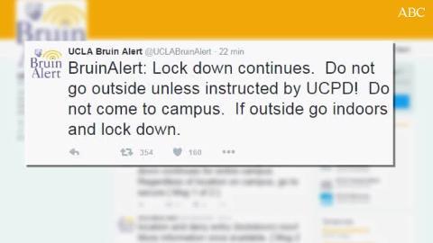 Varios agentes vigilan las inmediaciones de la Universidad de Los Ángeles