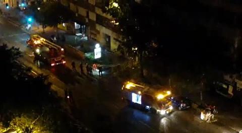 Un trabajador de Medio Ambiente, ayer, donde fue talado el árbol de madrugada en Doctor Esquerdo