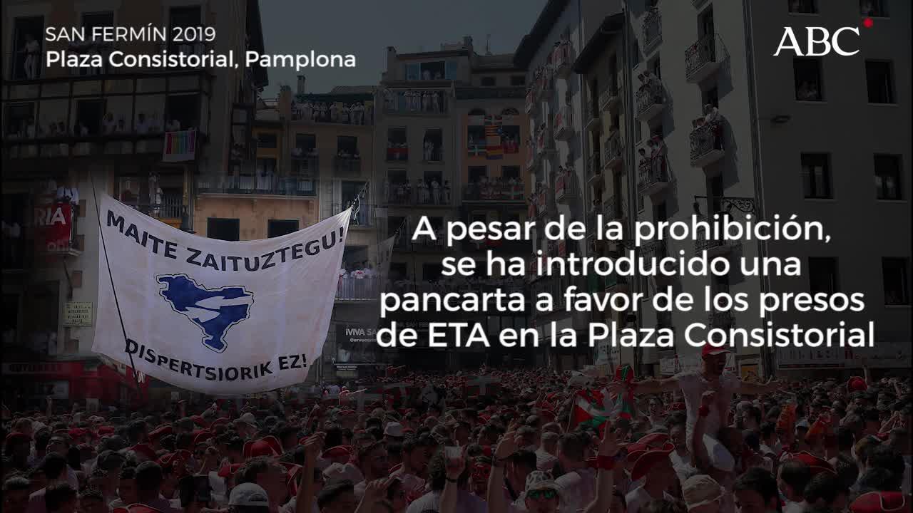 Las pancartas contra la dispersión de los presos de ETA se vuelven a colar en el Chupinazo