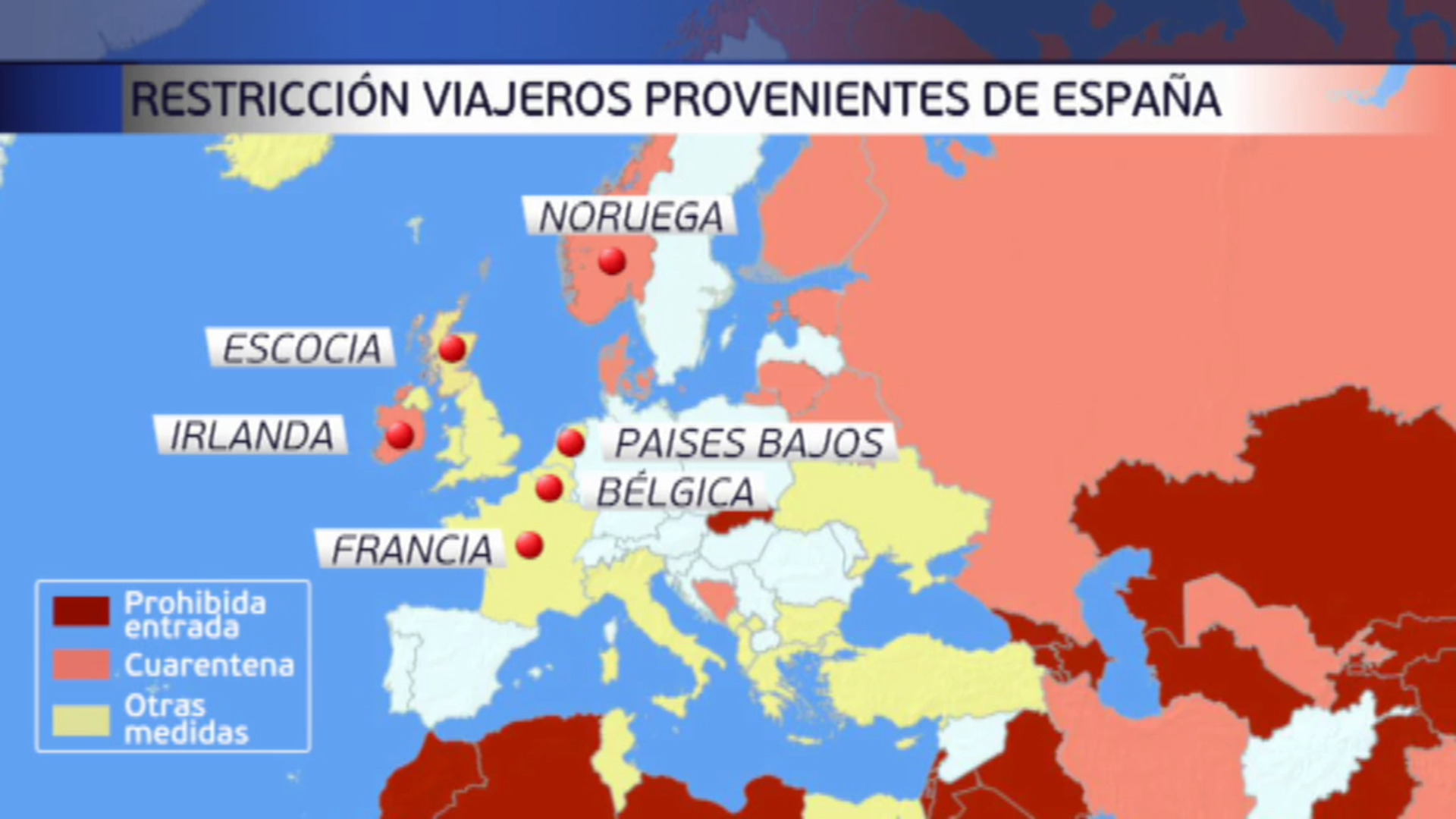 165 países imponen restricciones de viaje con España