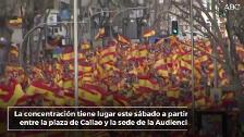 Una manifestación contra el separatismo catalán para hacer frente a la marcha en Madrid de los independentistas