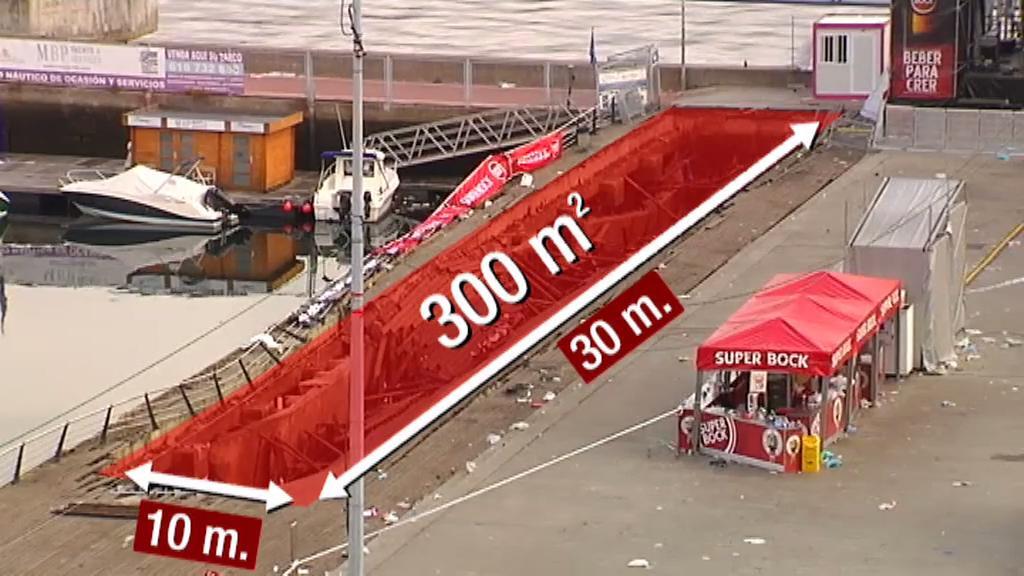 Un fallo en la estructura de hormigón causó el derrumbe de la pasarela