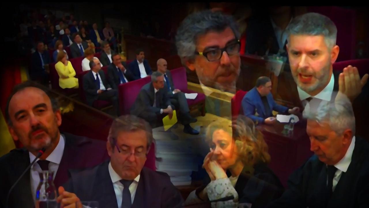 Imagen tomada de la señal institucional del Tribunal Supremo durante la 52ª y última sesión del juicio del «procés»