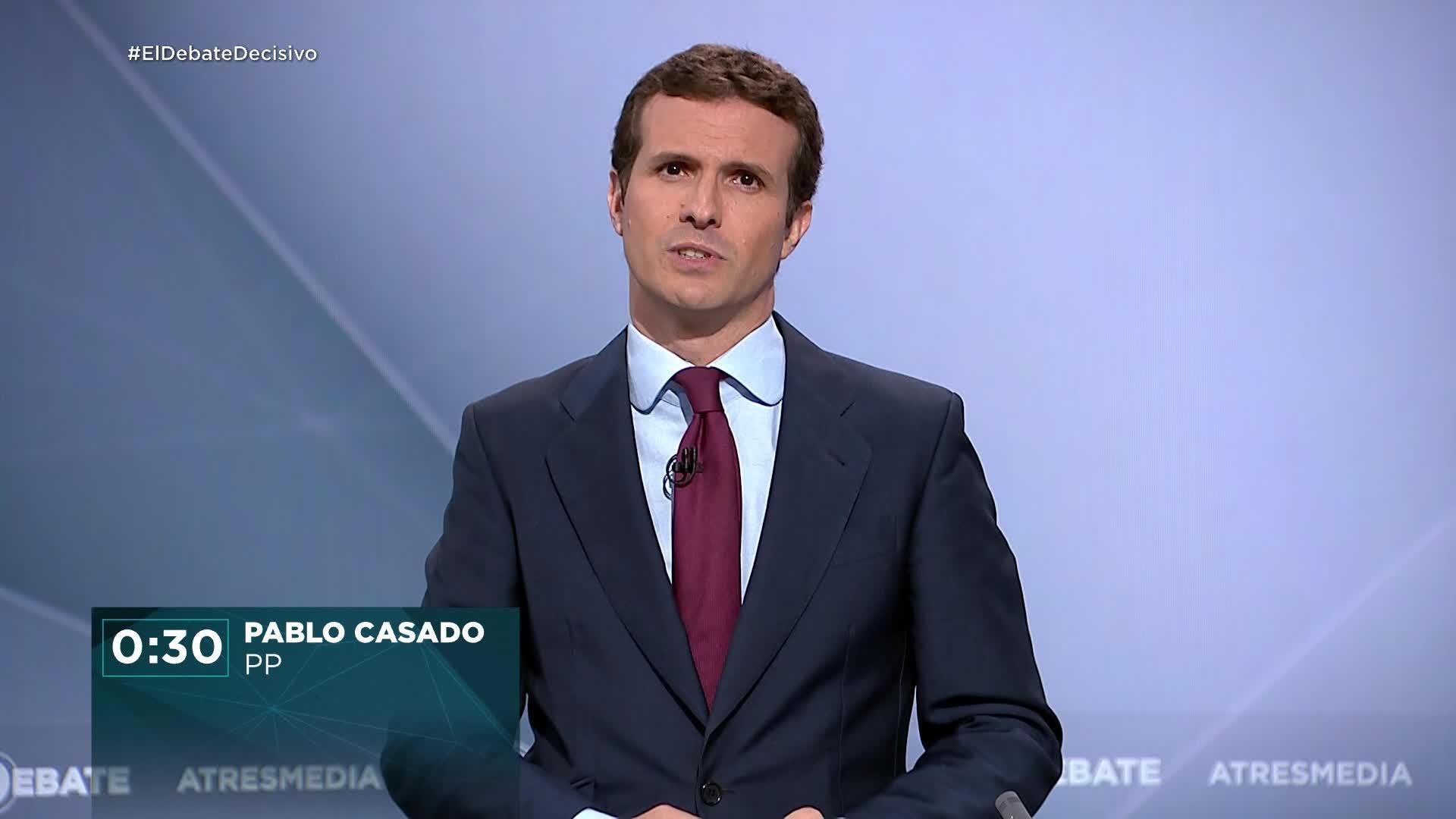 El minuto final de Pablo Casado en el debate de Atresmedia