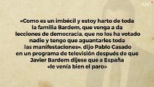 Carlos Bardem arremete duramente contra Pablo Casado