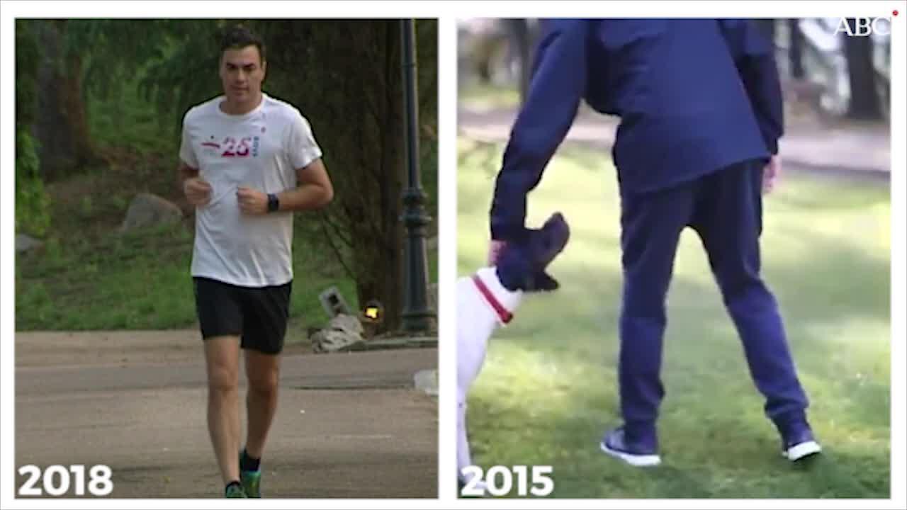 Vea y compare en elvídeo el entrenamiento matutino de Pedro Sánchez hoy y de Mariano Rajoy en el año 2015