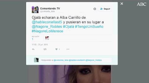 Captura de un instante de Alba Carrillo en el programa en un momento muy tenso