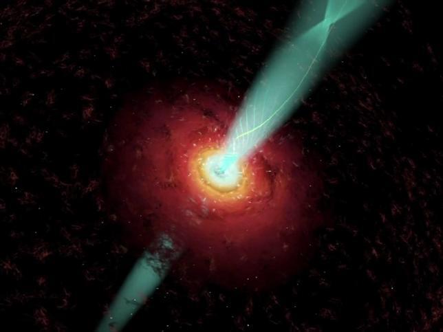 Representación del núcleo activo de una galaxia