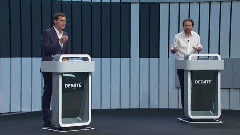 Albert Rivera y Pablo Iglesias, durante el debate electoral