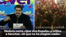 Maduro responde al apoyo recibido en Zaragoza cantando el «Que viva España»