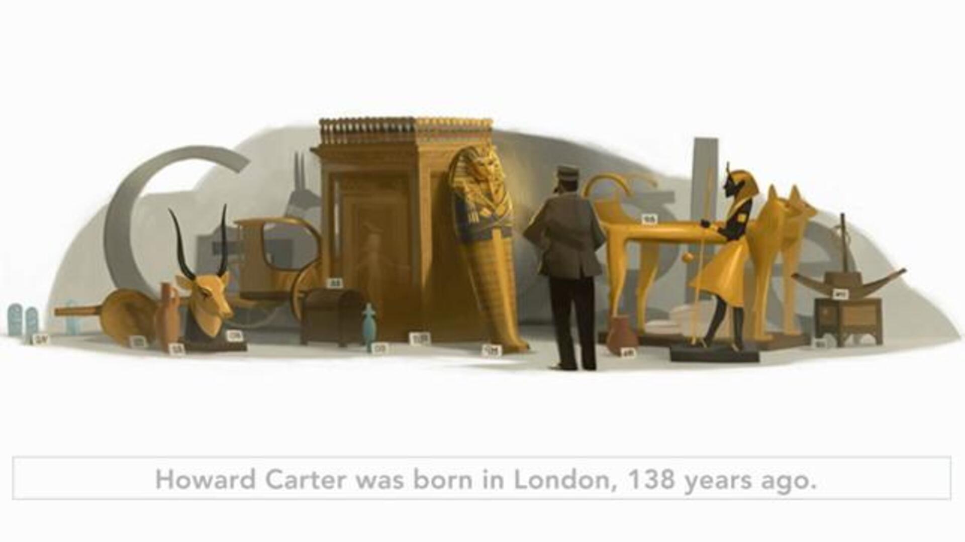Howard Carter encuentra la tumba de Tutankamon en Google