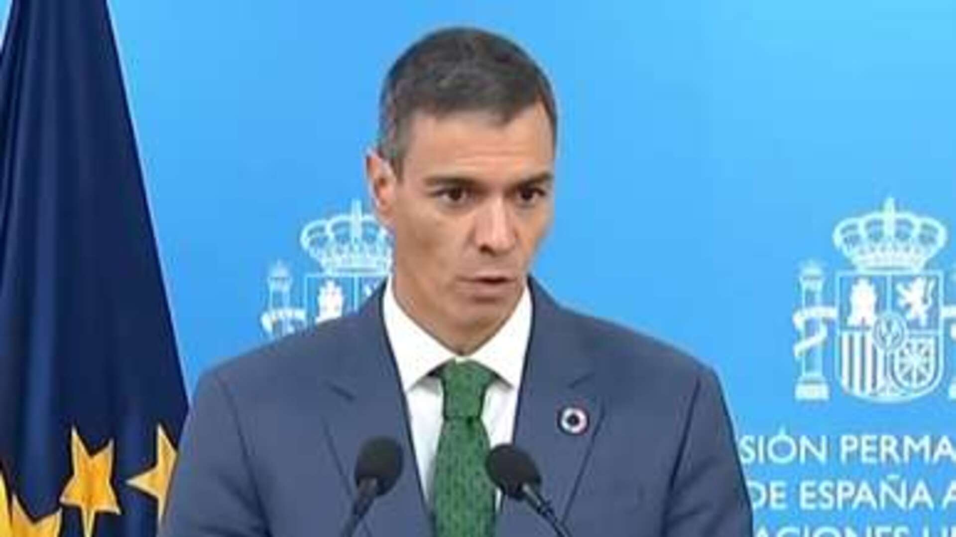 El presidente del Gobierno, Pedro Sánchez, durante la rueda de prensa