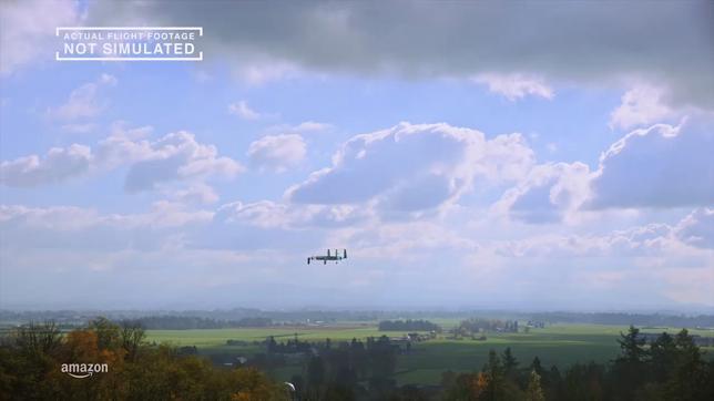 Detalle del nuevo prototipo de drone repartidor de Amazon