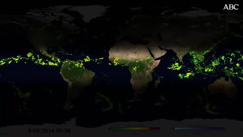 Mapa en movimiento de precipitaciones obtenido gracias a la misión GPM