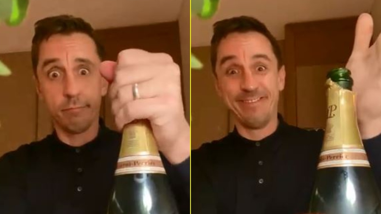 Manchester United Legend Gary Neville Pops Open Champagne In Hilarious Liverpool Dig As Watford End Reds Unbeaten Season