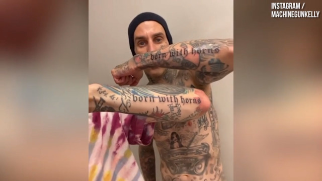 Machine Gun Kelly and Travis Barker get matching tattoos to announce new  album Born With Horns